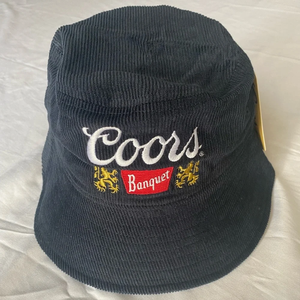 Coors Banquet Corduroy Bucket Hat Vintage Beer Boonie Cap One Size Navy Blue - Picture 2 of 7